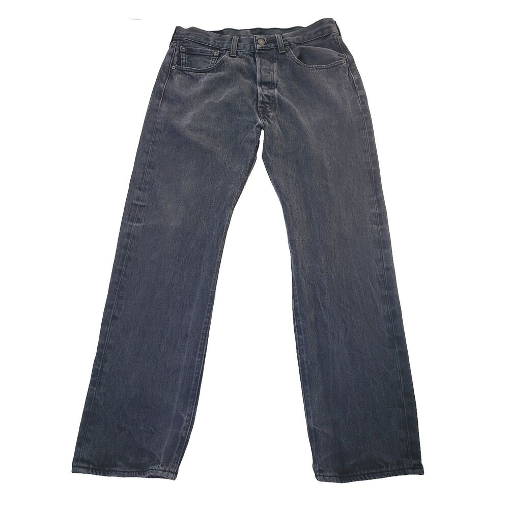 Levi's 501 Jeans Mens 31x29 Black Gray Button Fly Straight Leg Made In Mexico
